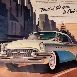 1955 ORIG Ad Buick Cars BLUE WHITE GORGEOUS!